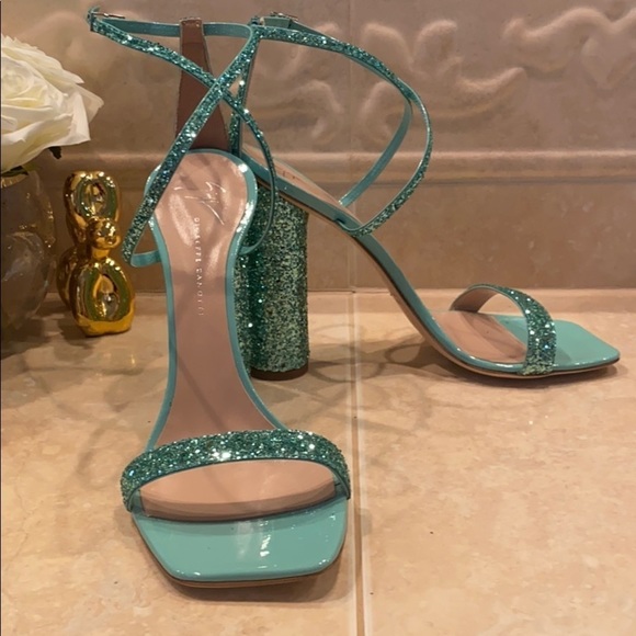 Giuseppe Zannoti Glitter Square Toe  Heels size 41 NIB - Picture 6 of 10